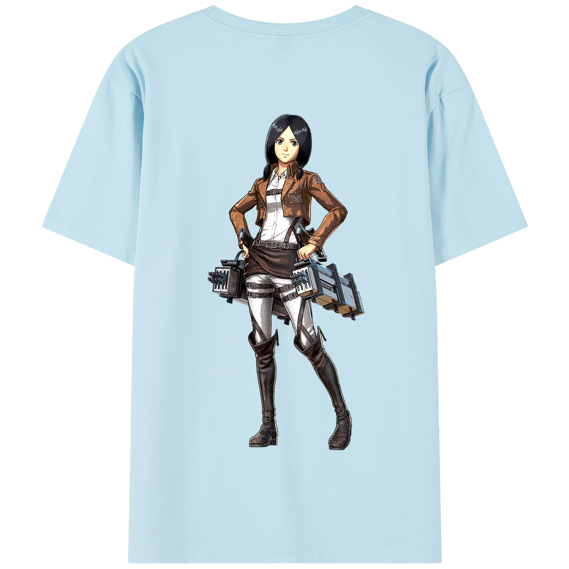 （画像用） 進撃の巨人 ミカサ·アッカーマン Attack on Titan Mikasa Ackerman 綿100％半袖Tシャツ（背面プリント）